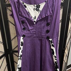 Vintage Purple Fit & Flare Midi Dress XL